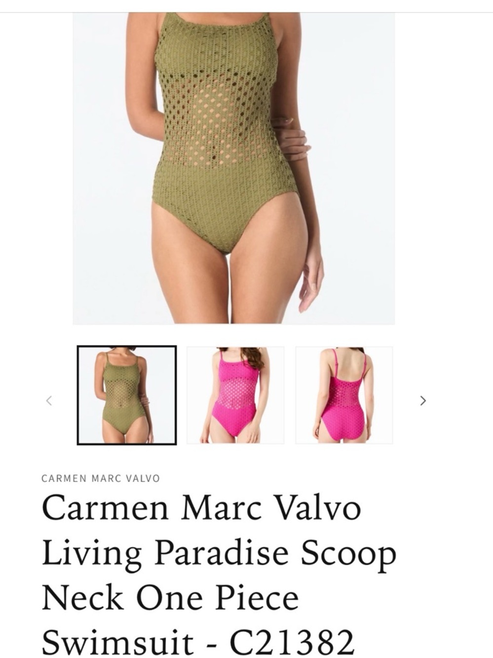 Carmen Marc Valvo Olive Swimwear Label Detail